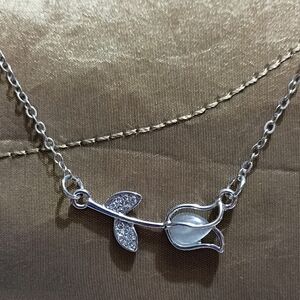 Elegant Silver Rose Necklace